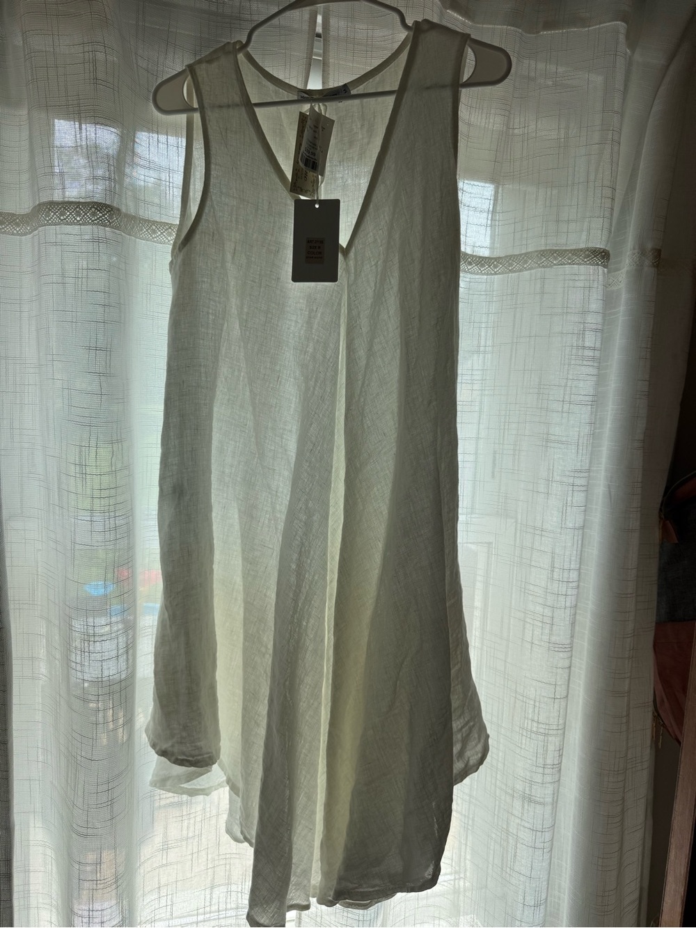 White Sleeveless Linen Tunic Dress